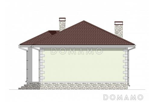 Проект компактного одноэтажного дома из газобетона для небольшой семьи / Фасад 1