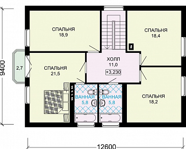 Проект рационально запланированного дома с мансардой и гостевой комнатой / План мансардного этажа