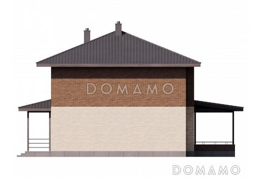 Проект двухэтажного дома с 4 спальнями, вторым светом, галереей-библиотекой / Фасад 4