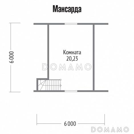 Проект каркасной бани 6х6 с мансардой / План мансардного этажа
