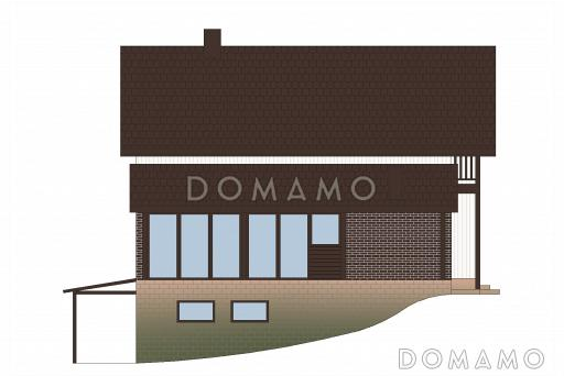 Проект каркасного дома с цокольным этажом и небольшим бассейном / Фасад 4