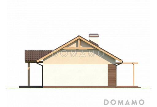 Проект одноэтажного дома из газобетона с тремя спальнями и террасой / Фасад 3