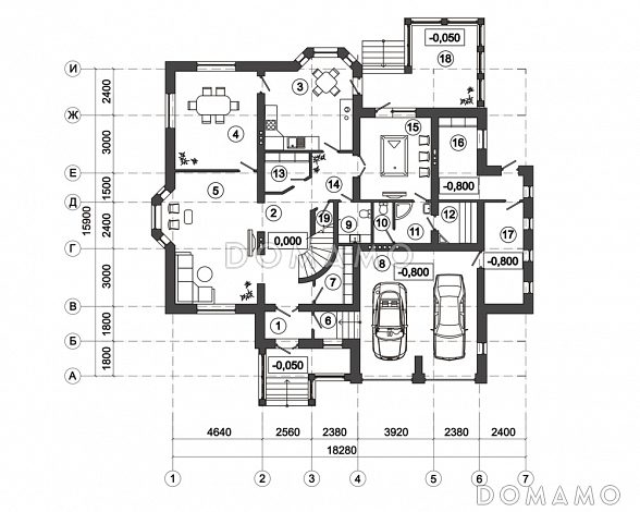 Проект дома с балконом и лоджией / План 1 этажа