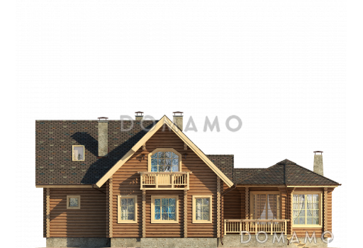 Проект великолепного загородного дома с чудесной верандой и открытой террасой / Фасад 3