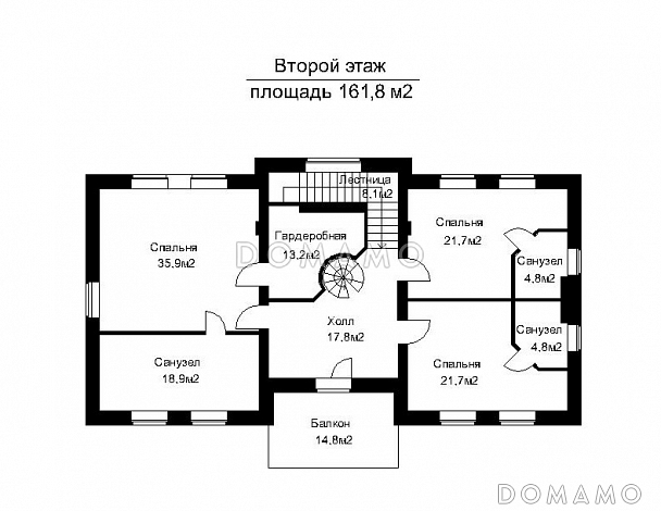 Проект загородного дома с большой бильярдной / План 2 этажа
