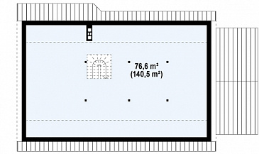 Проект классического одноэтажного дома из газобетона с тремя спальнями и возможностью обустройства мансарды и  с гаражом / План мансардного этажа