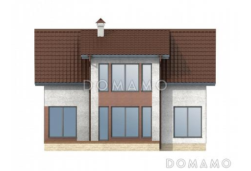 Проект современного каркасного дома с эркером и окнами в пол / Фасад 3