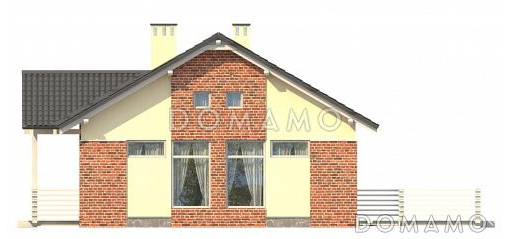 Проект небольшого одноэтажного дома с отделкой клинкером и двумя спальнями / Вариант с панорамными окнами