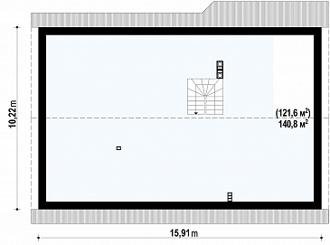 Проект классического одноэтажного дома из газобетона с тремя спальнями и возможностью обустройства мансарды / План мансардного этажа