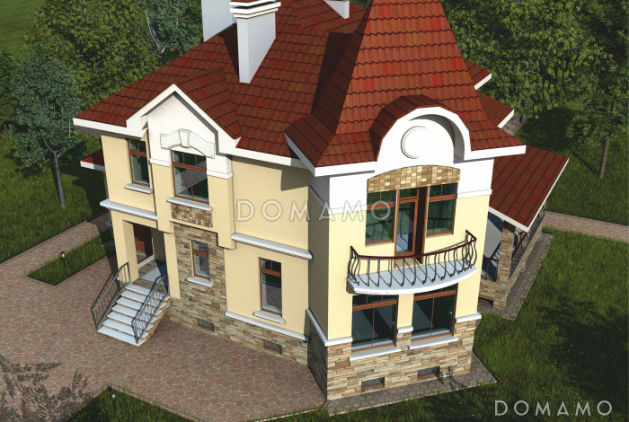 Проект дома из кирпича с бильярдной