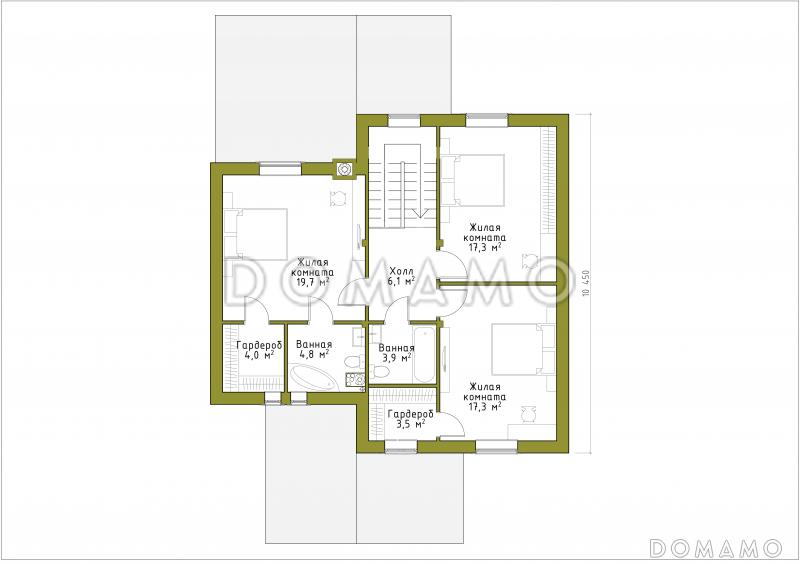 Проект коттеджа с эргономичной планировкой и террасой с барбекю / План мансардного этажа