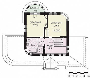 Проект 2 х этажного дома с гаражом / План 2 этажа