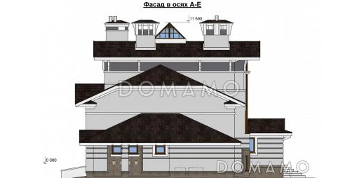 Проект современного дома из кирпича с сауной / Фасад 2