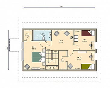 Проект каркасного дома с небольшой кухней / План мансардного этажа