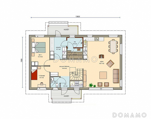 Проект современного двухэтажного дома / План 1 этажа