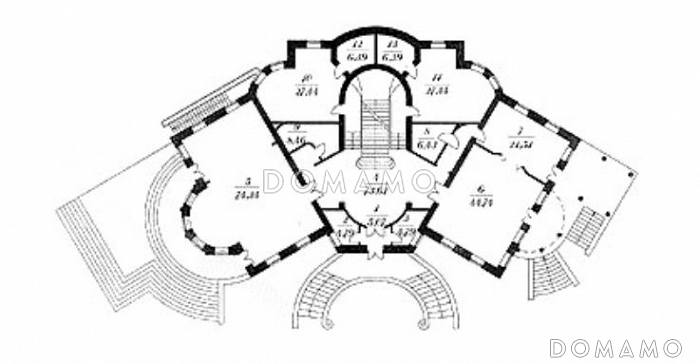 Проект двухэтажного особняка с мансардой и цокольным этажом из кирпича / План цокольного этажа