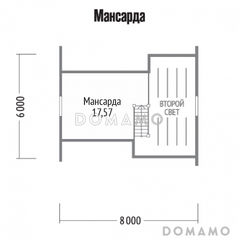 Проект миниатюрного каркасного дома / План мансардного этажа
