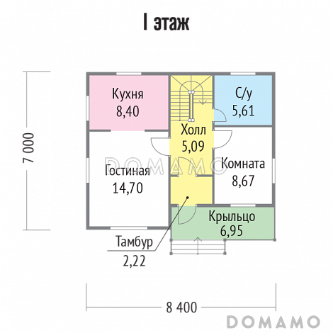 Проект каркасного дома для небольшой семьи / План 1 этажа