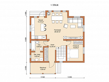 Каркасный дом "Лагуна" / План 1 этажа