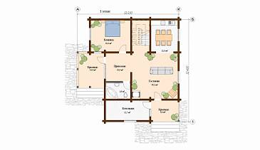 Проект дома из клееного бруса  с бильярдной на втором этаже / План мансардного этажа