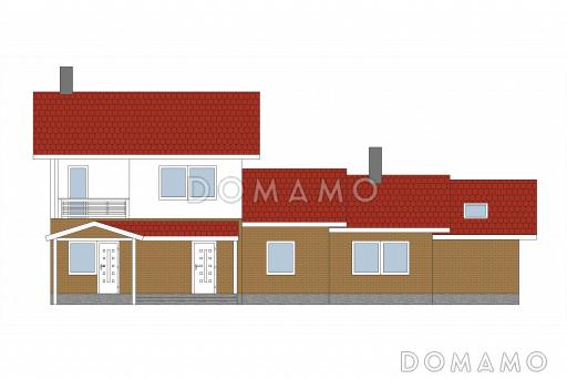 Проект каркасного дома с небольшой мансардой / Фасад 1