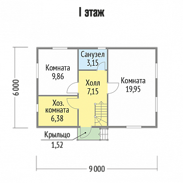 Проект дома из клееного бруса с туалетом / План 1 этажа