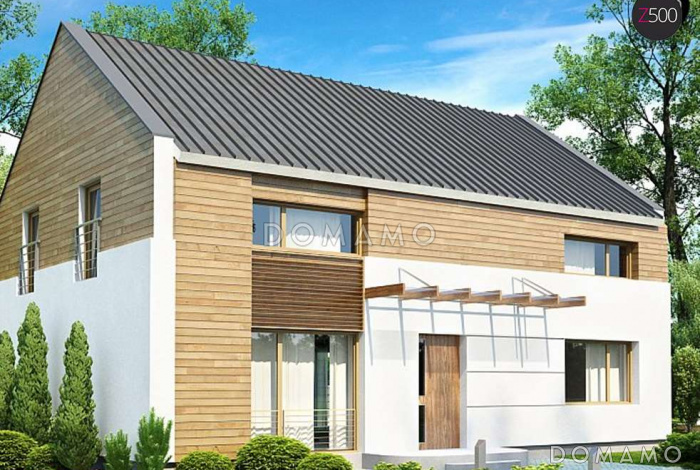 Проект удобного двухэтажного коттеджа из кирпича с кабинетом и просторной гостиной