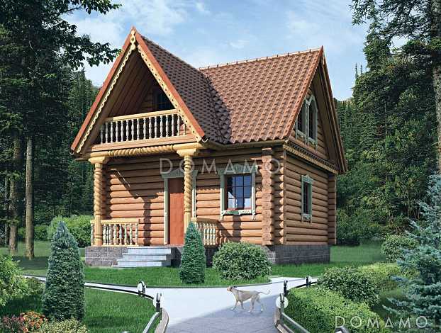 Проект бани с мансардой в русском стиле