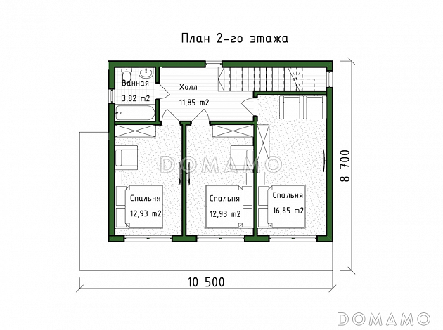 Проект двухэтажного коттеджа в стиле хай-тек, адаптированный для сейсмозоны / План 2 этажа