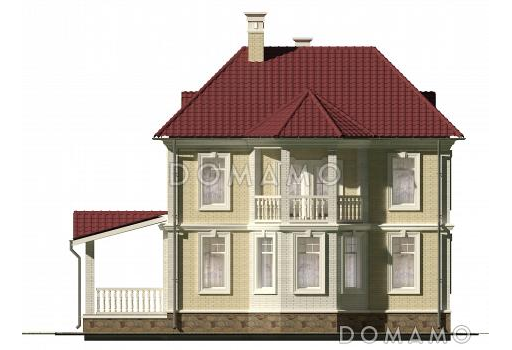 Проект классического коттеджа 10х10. / Фасад 2