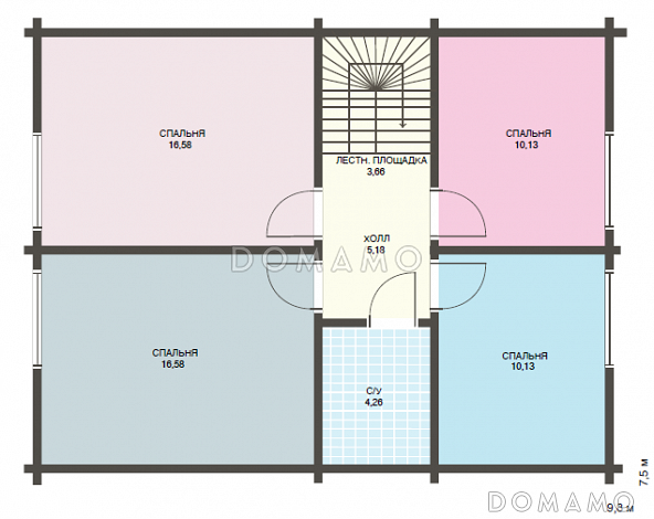 Проект небольшого дома с четырьмя спальнями на втором этаже / План мансардного этажа