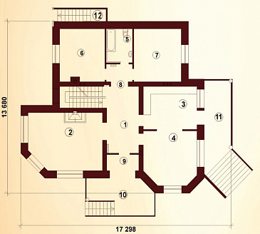 Проект двухэтажного дома с сауной, бильярдной и тренажерным залом / План 1 этажа