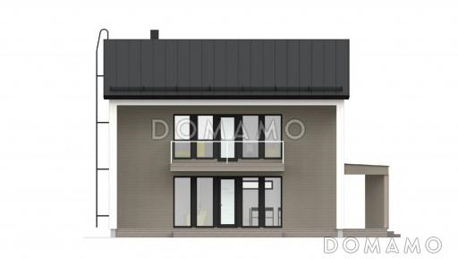Проект современного двухэтажного каркасного дома с двускатной крышей / Фасад 3