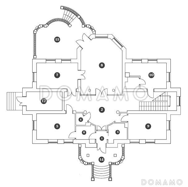 Проект дома в стиле барокко / План 1 этажа