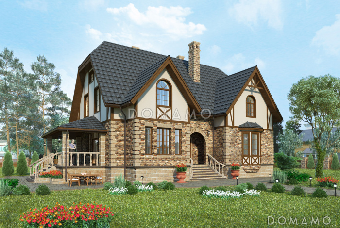 Проект особняка в стиле Тюдор из СИП панелей