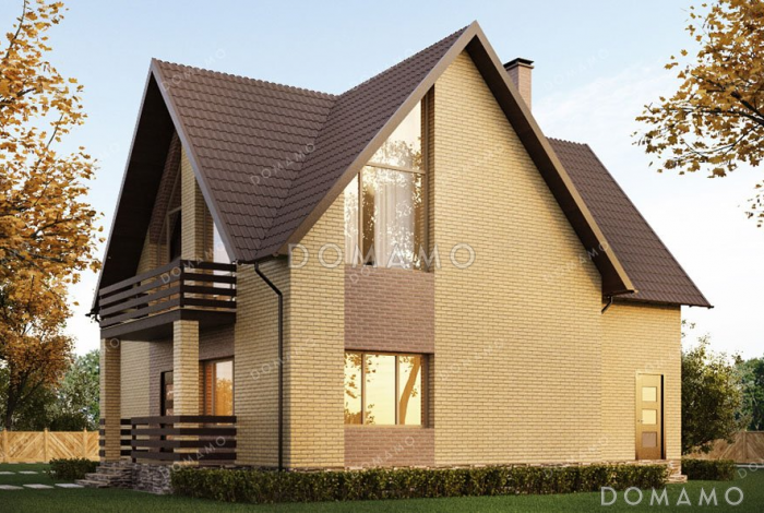 Проект одноэтажного дома с большой гостиной и мансардой