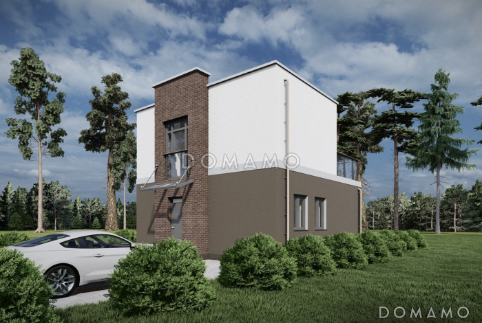 Проект компактного дома с тремя спальнями и открытыми террасами на обоих этажах