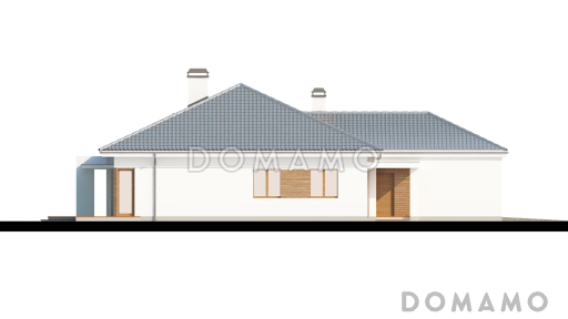 Проект одноэтажного дома из кирпича со свободной планировкой на мансардном этаже и с большим гаражом и техническим помещением / Фасад 4