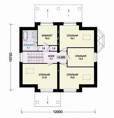 Проект дома из пеноблоков с террасой и сауной / План мансардного этажа