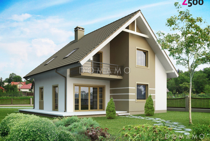 Проект одноэтажного мансардного дома современного дизайна из кирпича с тремя спальнями