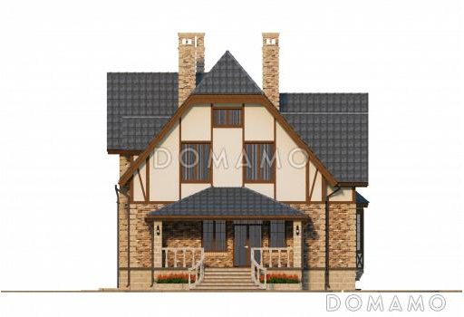 Проект особняка в стиле Тюдор по технологии ЛСТК / Фасад 1