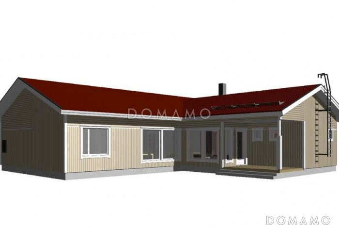 Проект каркасного дома г-образной формы в плане