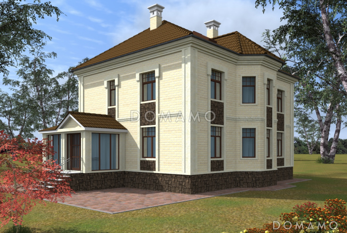 Проект двухэтажного коттеджа из СИП панелей с четырехскатной кровлей