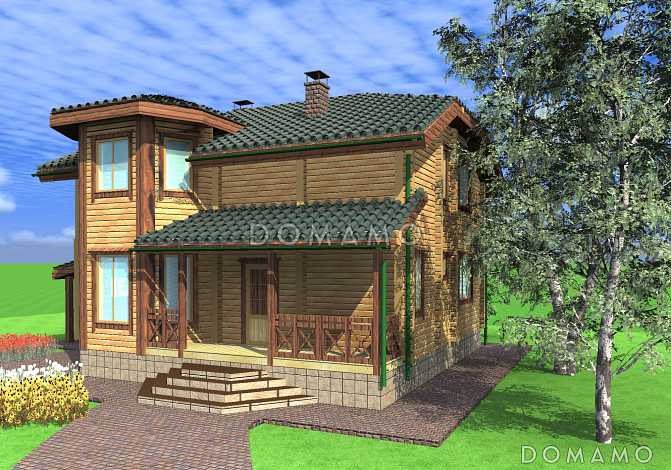 Проект коттеджа из бруса с эркером