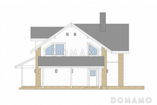 Проект дома из газобетона с навесом для машины / Фасад 4