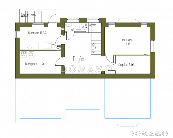Проект особняка в стиле Тюдор по технологии ЛСТК / План цокольного этажа