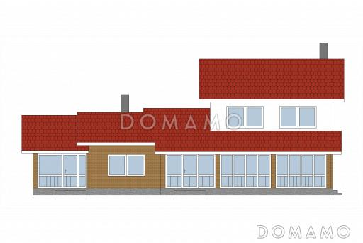 Проект каркасного дома с небольшой мансардой / Фасад 3
