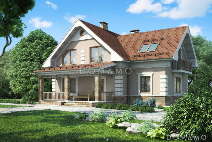 Проект дома из газобетона с мансардными окнами