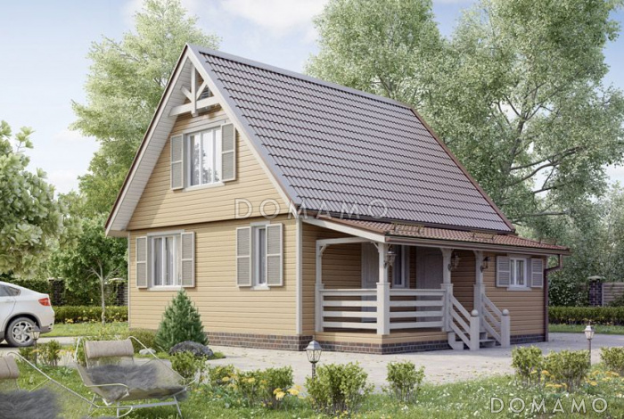 Проект дома из клееного бруса с небольшой кладовой