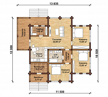 ТУРИН 130 / План 1 этажа